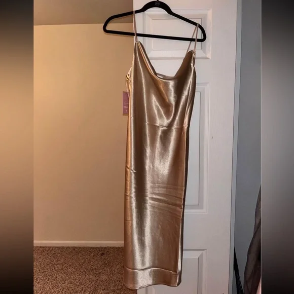 Birdy Grey | Dresses | Bridsmaid Wedding Guest Dress Size L In Gold |  Poshmark